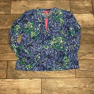 NWT Lilly Pulitzer Coulter Long Sleeve Cotton Top in In Turtle Awe